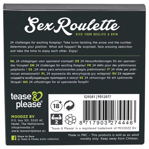 tease & please - Sex Roulette Foreplay - Ruletová spoločenská hra pre páry