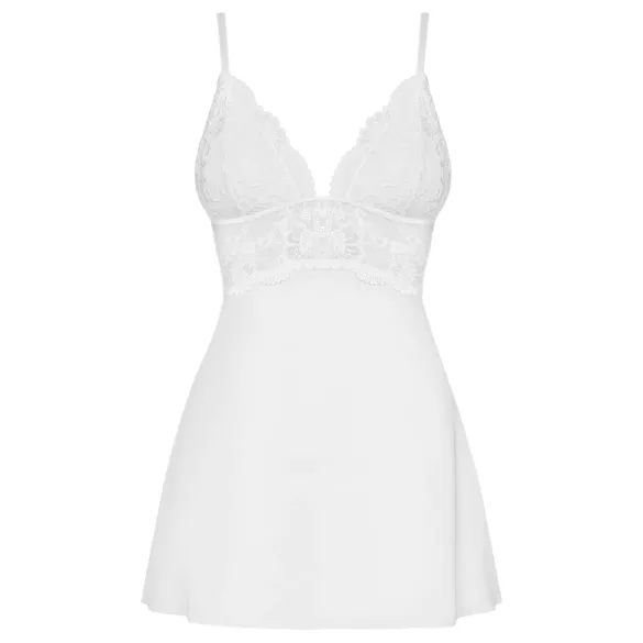 Obsessive - babydoll a tanga - čipka - biela - L/XL