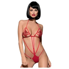   Obsessive Luiza - body s ramienkami, s tulipánmi, červené (S/M)