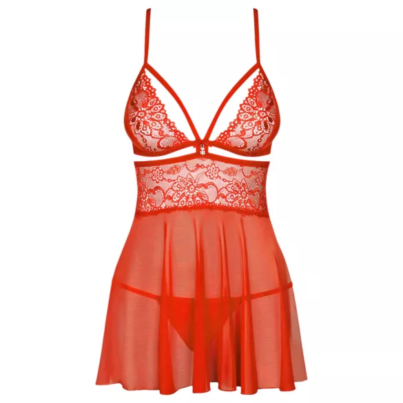 Obsessive - babydoll a tangá - čipkované - červené - L/XL