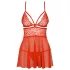 Obsessive - babydoll a tangá - čipkované - červené - L/XL