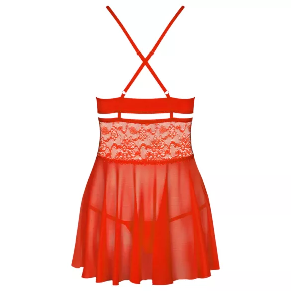 Obsessive - babydoll a tangá - čipkované - červené - L/XL