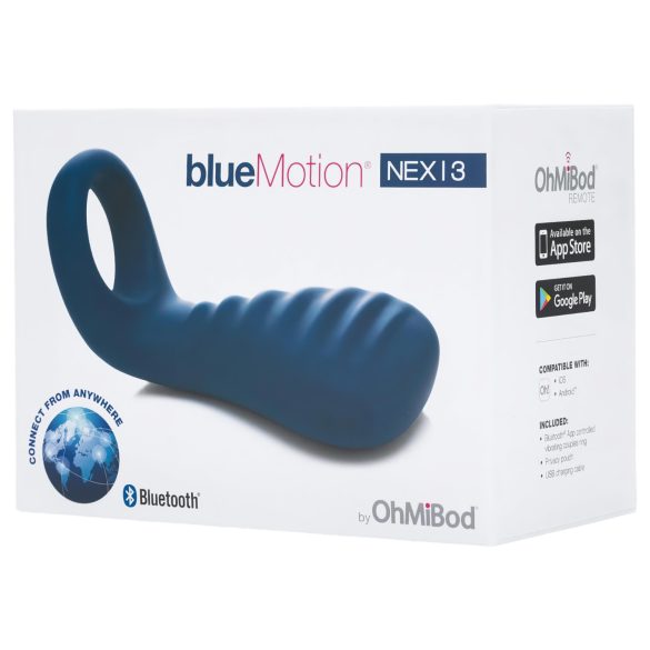 OHMIBOD Bluemotion Nex 3 - inteligentný, vibračný krúžok na penis (modrý)