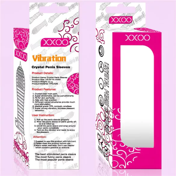 Lonely - vibračný návlek na penis - hrubší - priehľadný