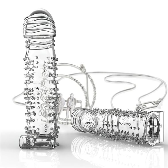 Lonely - vibračný tŕnitý návlek na penis (priehľadný)