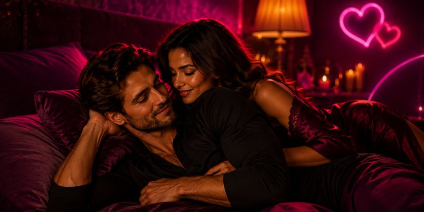 Couple cuddling in bed, What is pegging? | Lovesexshop.ie sex shop