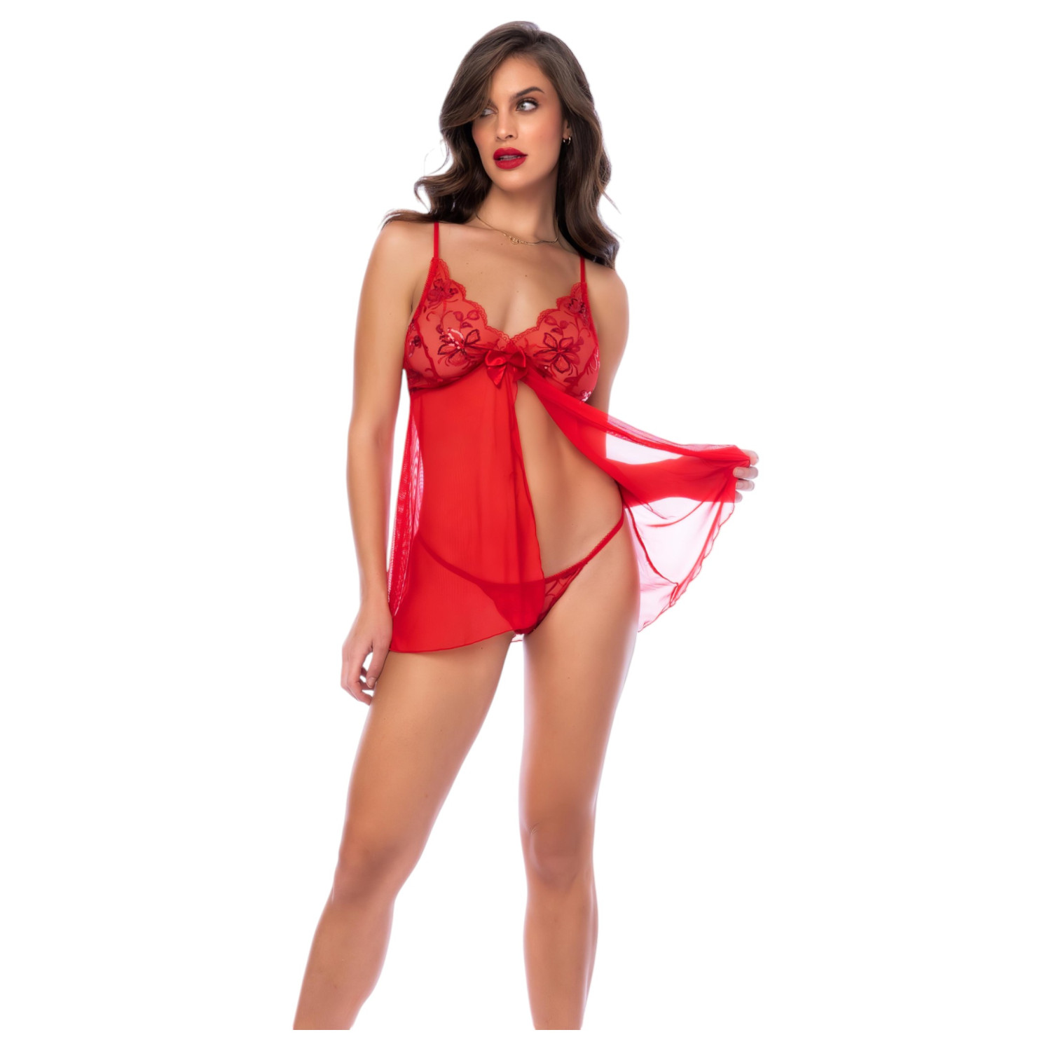 Mapalé - čipkované babydoll a tangá (červené)