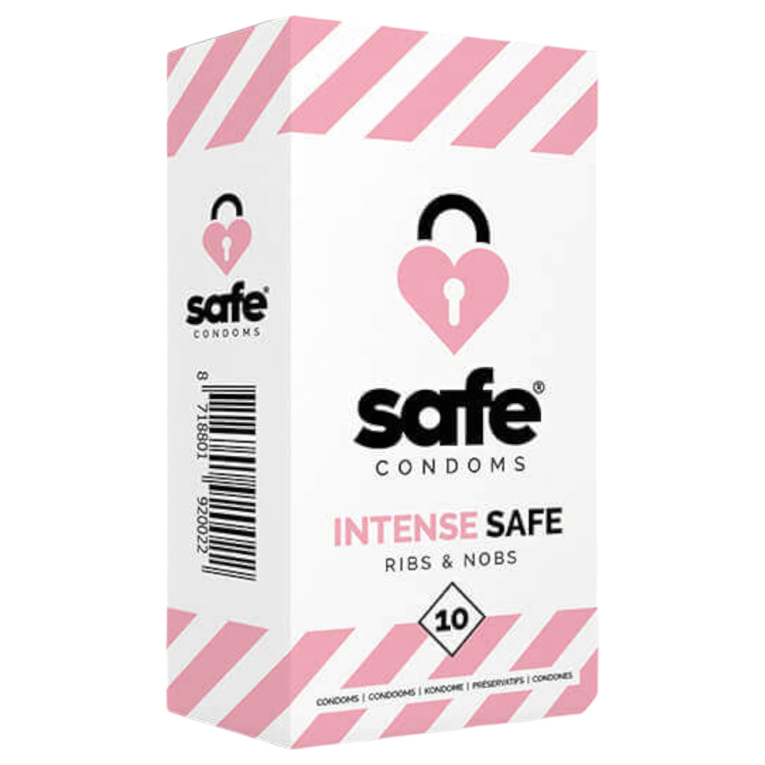 SAFE Intense Safe - vrúbkovaný-bodkovaný kondóm (10 ks)