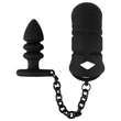 Black Velvet - silikónová klietka na penis s análnym plugom (čierna)