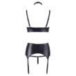 Obraz 6/7 - Cottelli Bondage - lace-shiny lingerie set with leash (black)