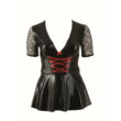 Obraz 5/5 - Cottelli Plus Size - lesklé šaty s červeným šnurovaním (čierne)