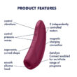 Obraz 7/9 - Satisfyer Curvy 1+ - nabíjací, vodotesný smart vibrátor na stimuláciu klitorisu (červená ruža)