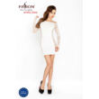 Obraz 1/2 - Passion BS025 - bočné sieťované mini šaty s dlhým rukávom (biele) - S-L