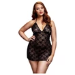 BACI Plus Size - čipkový babydoll s krčným pásom, čierny (XL-XXL)