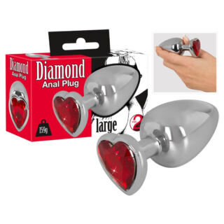 You2Toys - Diamond - 159g-ové hliníkový análny kolík (strieborno-červený)