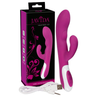 Javida Heating Vibe - nabíjací vibrátor so stimulátorom na klitoris a funkciou ohrevu (černicová)
