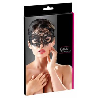 Cottelli - vyšívaná, čipkovaná maska na tvár (čierna)