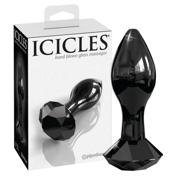 Icicles - conical glass anale dildo (black)
