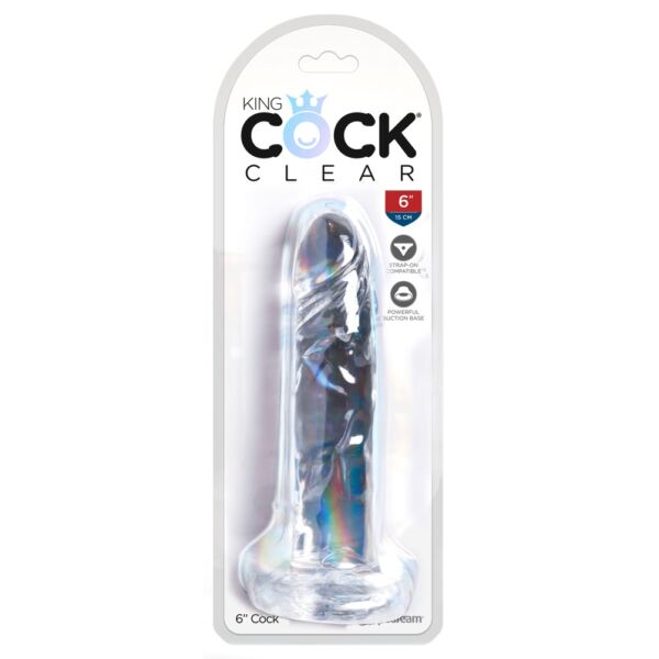 King Cock Clear 6 - lepkavé dildo (15 cm)