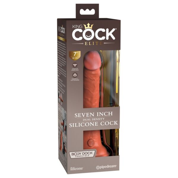 King Cock Elite 7- upínateľné, realistické dildo (18 cm) - tmavé prírodné
