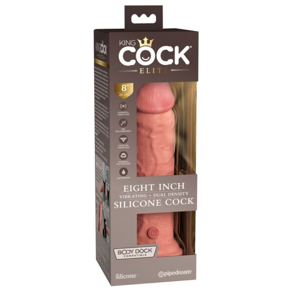 King Cock Elite 8 - adhesive, lifelike vibrator (20cm) - natural