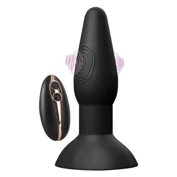 Black Velvet - cordless, radio, throbbing anal vibrator (black)