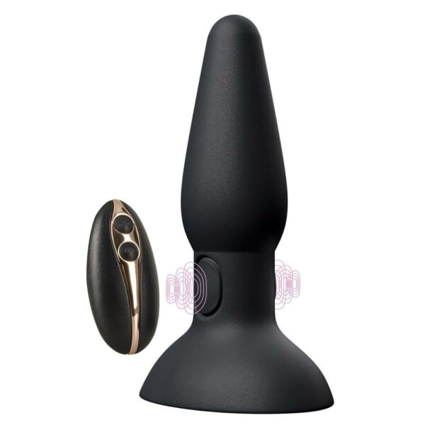 Black Velvet - cordless, radio anal vibrator with pulsating needle (black)