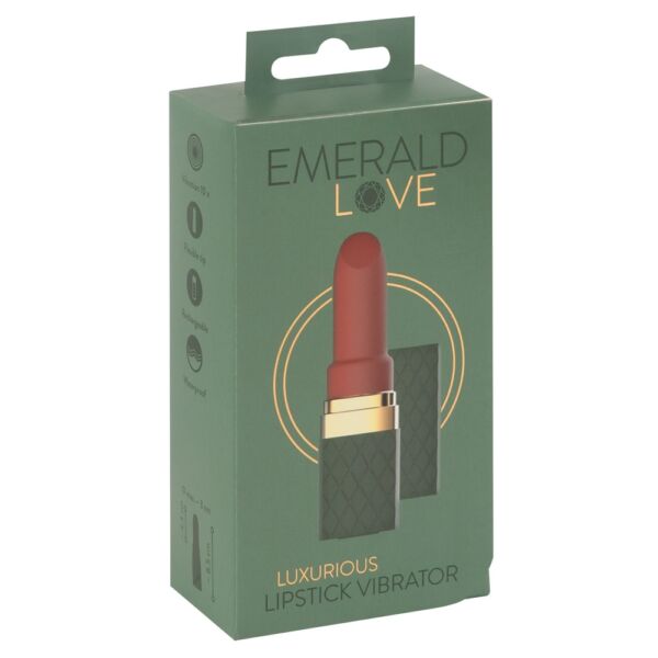 Emerald Love - dobíjací, vodeodolný vibrátor na rúže (zeleno-bordová)