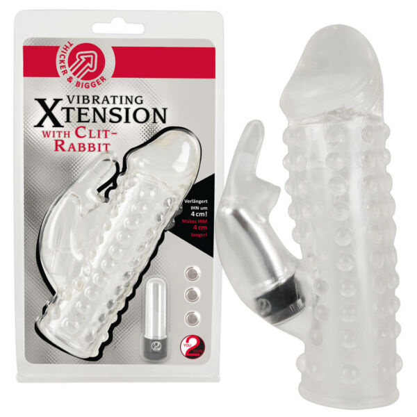 You2Toys - Xtension - návlek na penis s vibračným zajačikom (priehľadný)