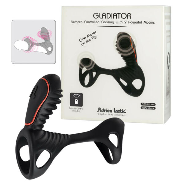 Adrien Lastic Gladiator - vibračná manžeta na penis (čierna)