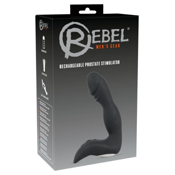 Rebel – nabíjací vibrátor na prostatu v tvare penisu (čierny)