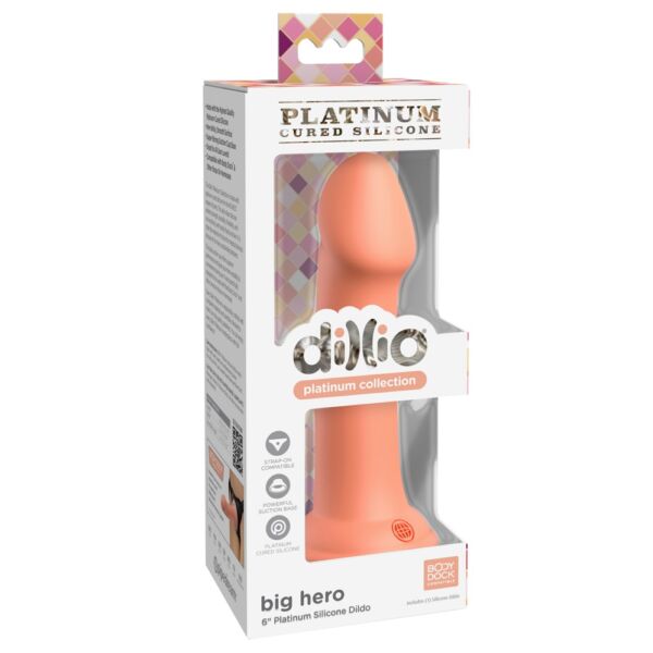 Dillio Big Hero - silikónové dildo so svorkou (17 cm) - oranžové