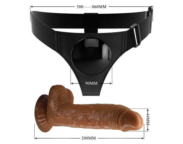 Univerzálny postroj s dildo, 17 cm - Čierny